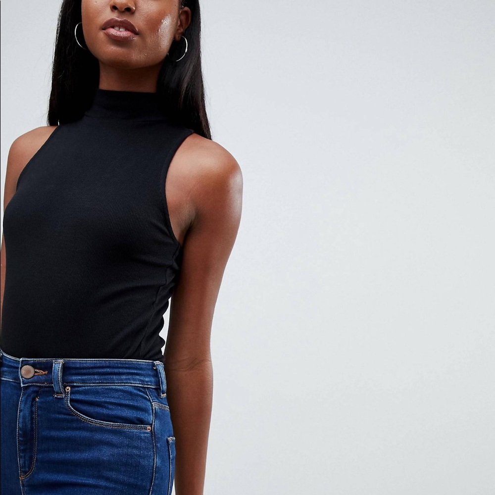 ASOS tall sleeveless bodysuit with turtleneck